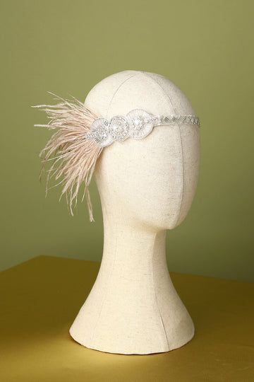 Faixa De Cabeça De Flapper Com Cercadura De Penas De 1920